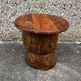 Handmade Indian Furniture Reclaimed Wooden Okhli Stool in Glossy Natural Finish
